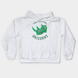 Save the Chubby Unicorn (Green) by Moody Chameleon Kids Hoodie